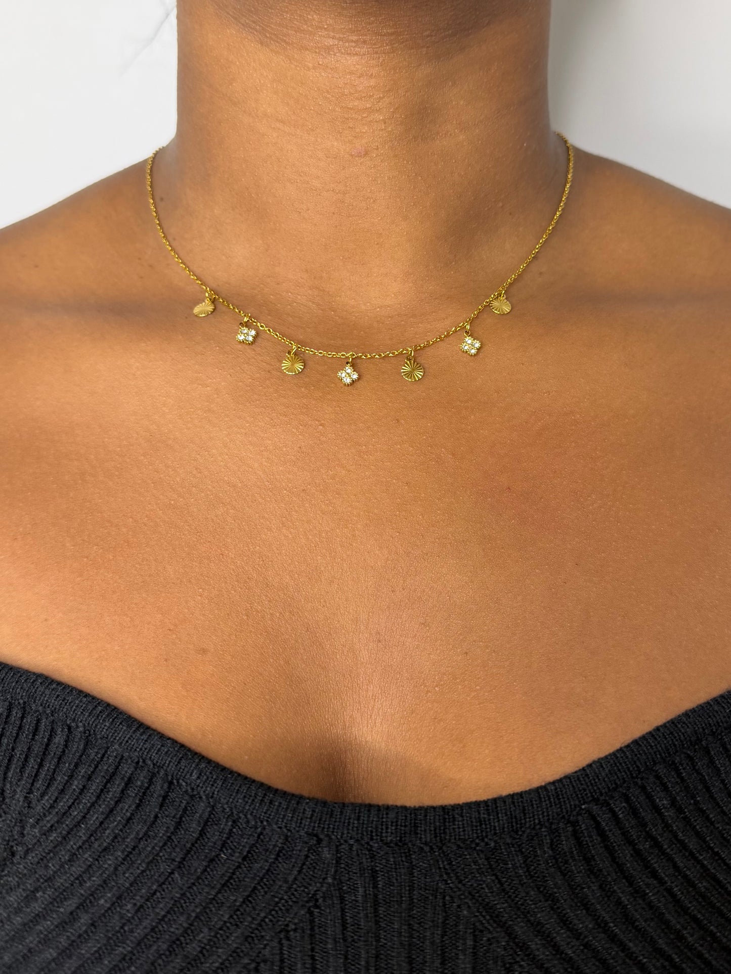 AMBRE - Collier en acier inoxydable et zircons
