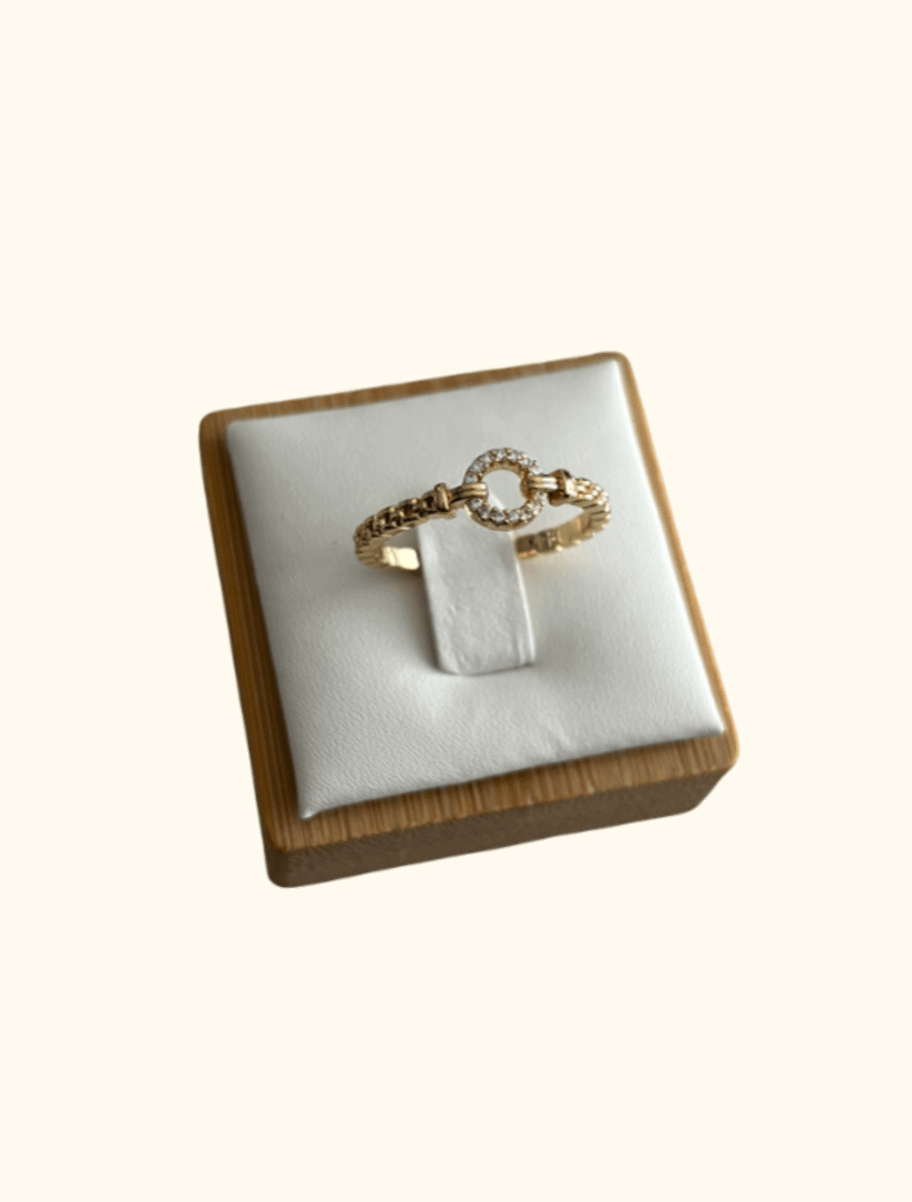 ARIA - Bague ajustable en acier inoxydable et zircons