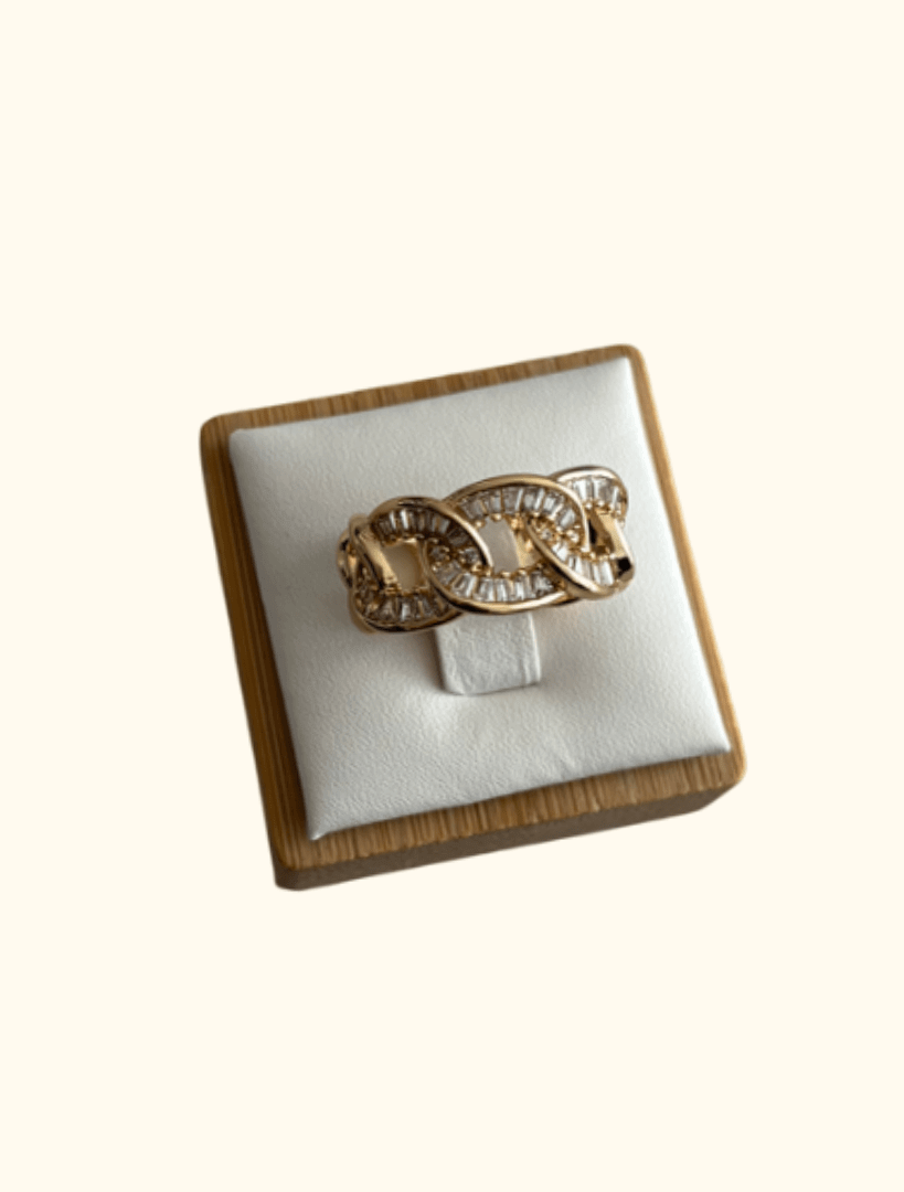 MEL - Bague ajustable en acier inoxydable et zircons