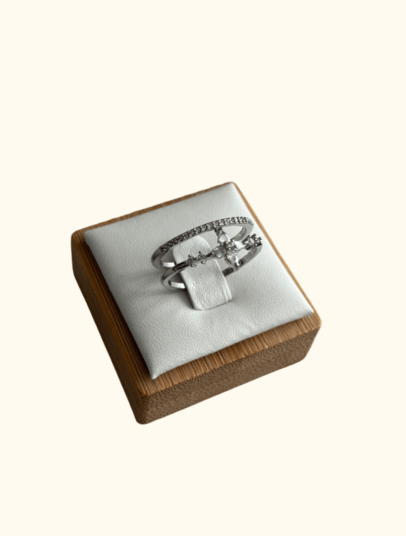 TINA - Bague ajustable en acier inoxydable et zircons