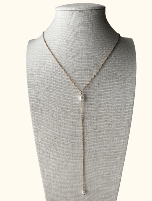 COLLIER EN Y PERLA - ZELAYA PARIS