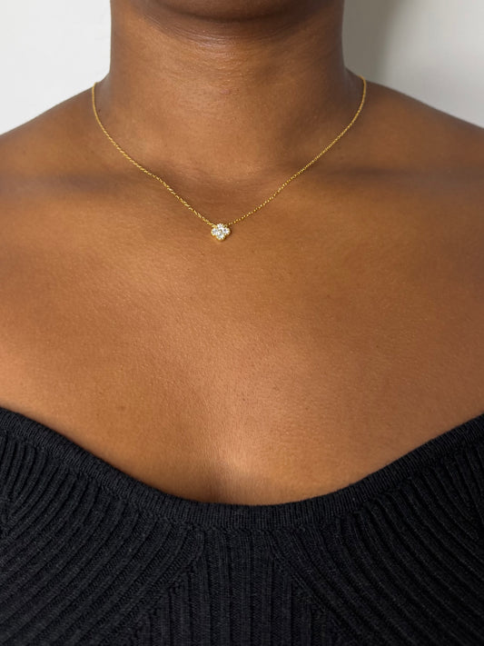MINA - Collier minimaliste en acier inoxydable et zircons