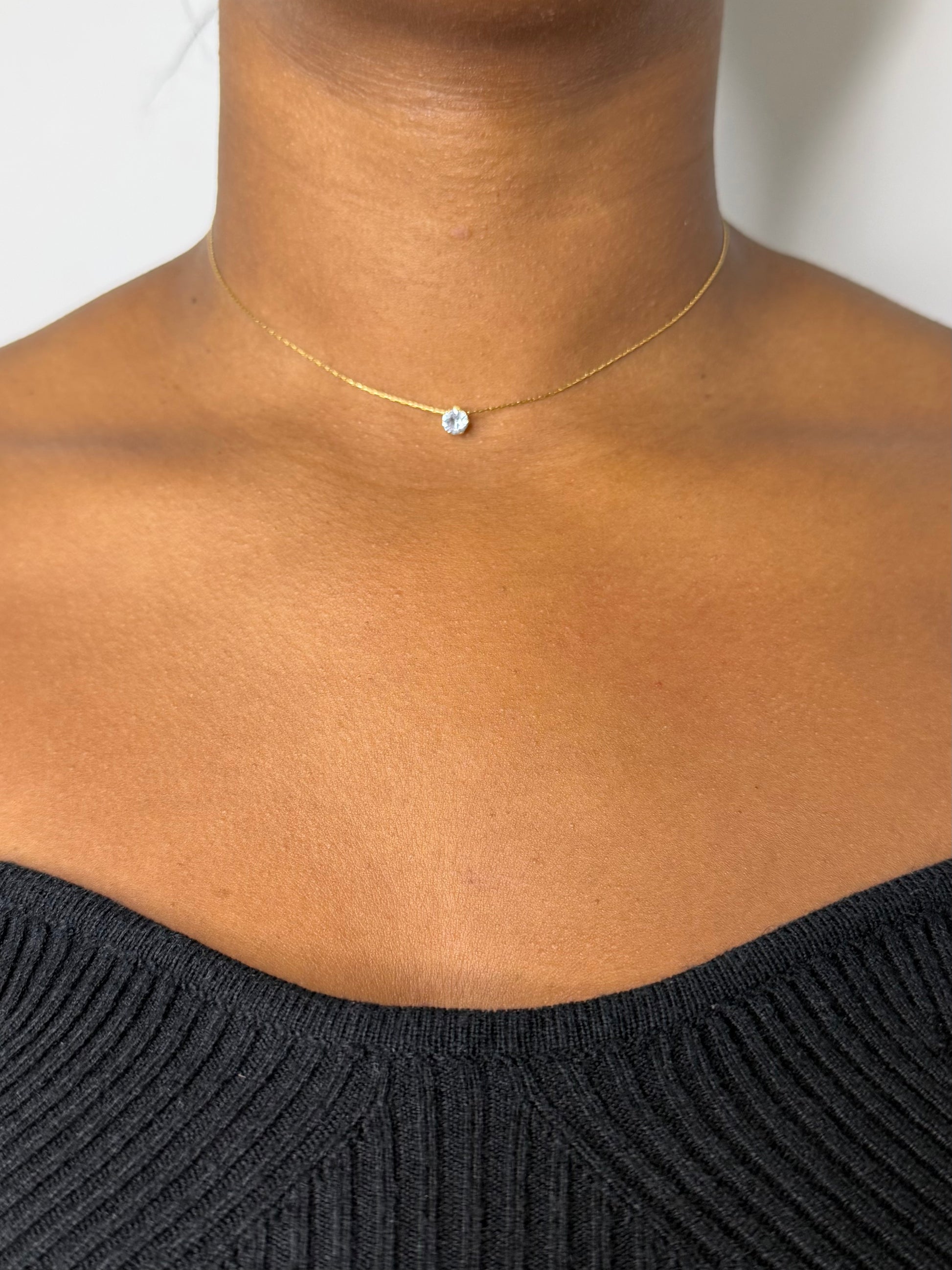 STRASS - Collier en acier inoxydable et zircons