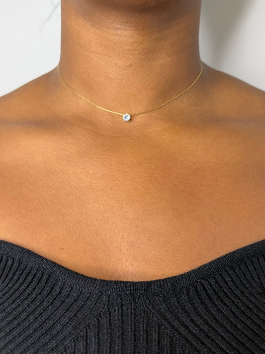 STRASS - Collier en acier inoxydable et zircons